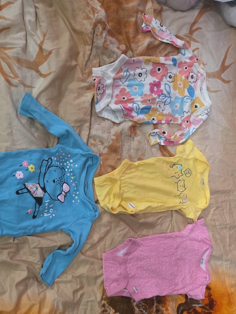 Gerber Floral Multicolor, Blue, Yellow & Pink One-Piece Bodysuit Set